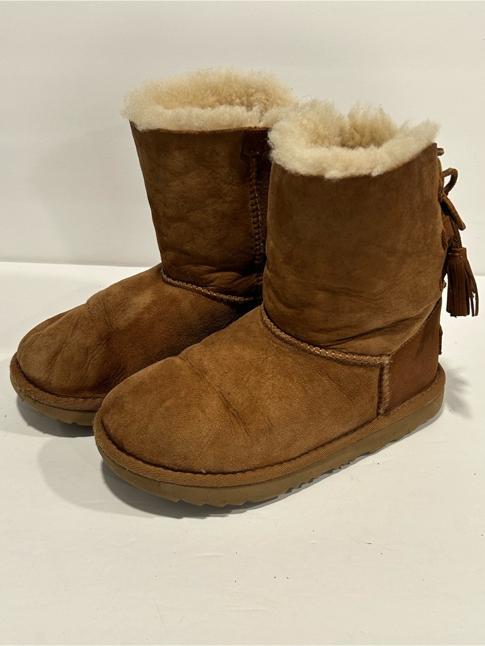 UGG Kristabelle Chestnut Suede Corset Tassel Boots Girls 3 (fits Women Sz 5)